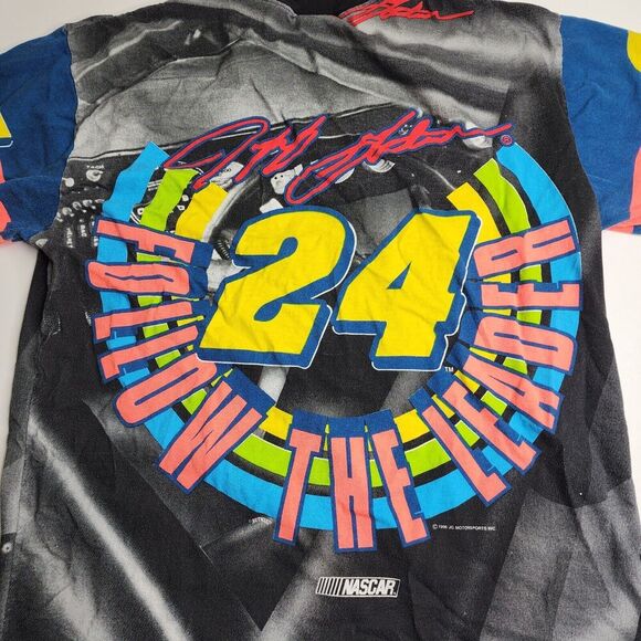 Jeff Gordon Chase Authentics‎ Follow The Leader Shirt AOP Skittles Size Large - Picture 11 of 14